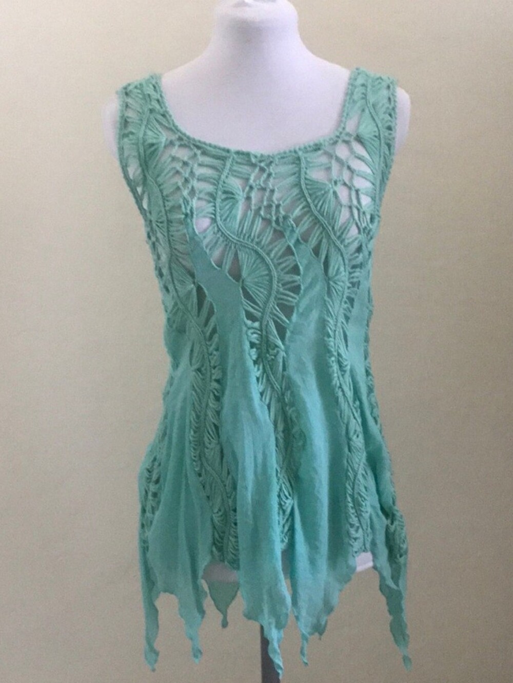 Mermaidcore Boho Blue Green Crochet Top - Picture 12 of 16